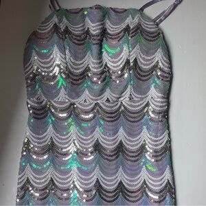 Sequin Mini Dress - Silver and Green